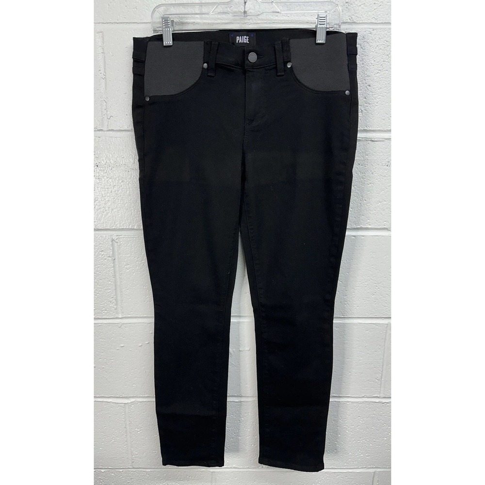 Paige Skyline Ankle Peg Black Shadow Stretch Slim‎ Fit Jeans / Women's 31